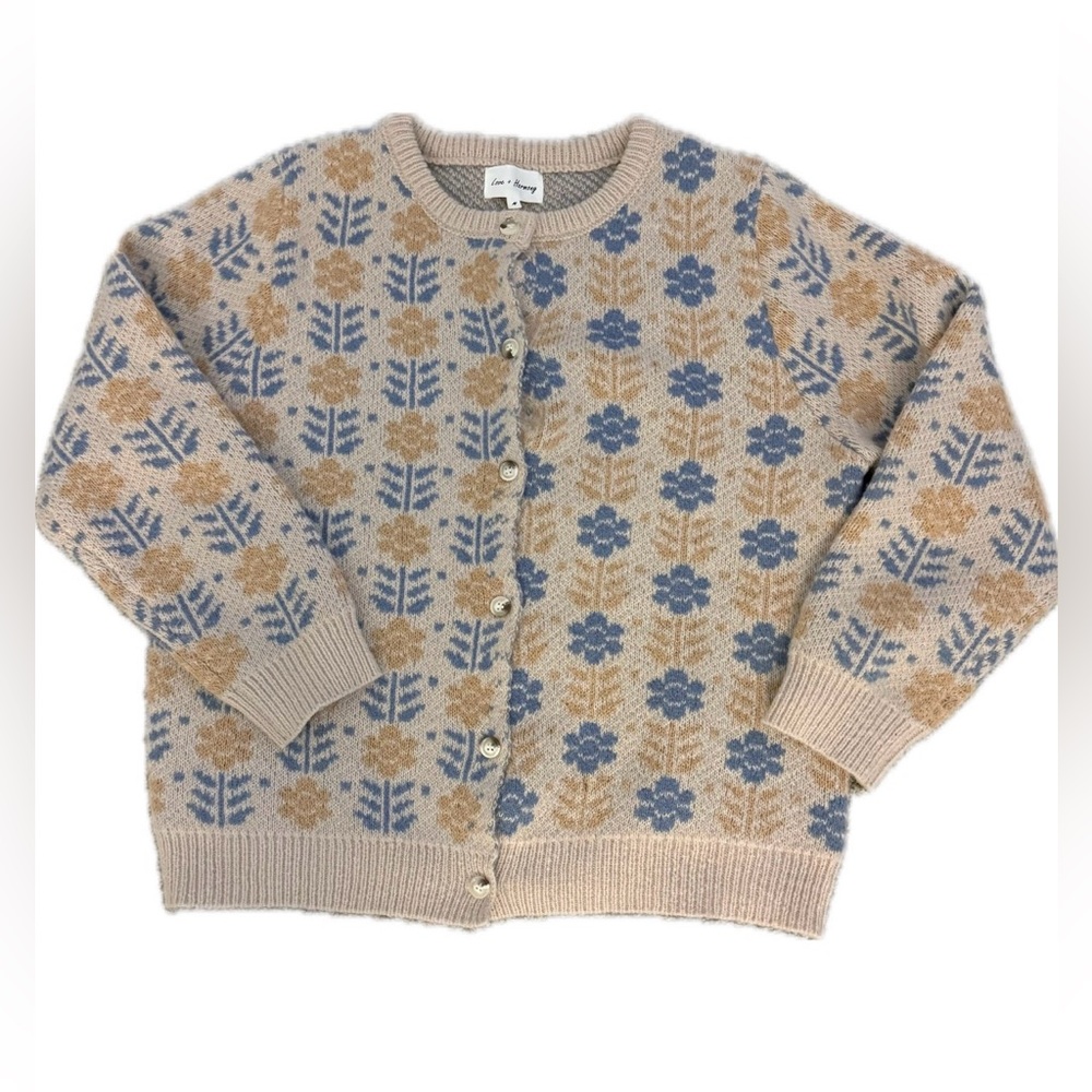 Floral Patterned Women's Sweater Cardigan M
